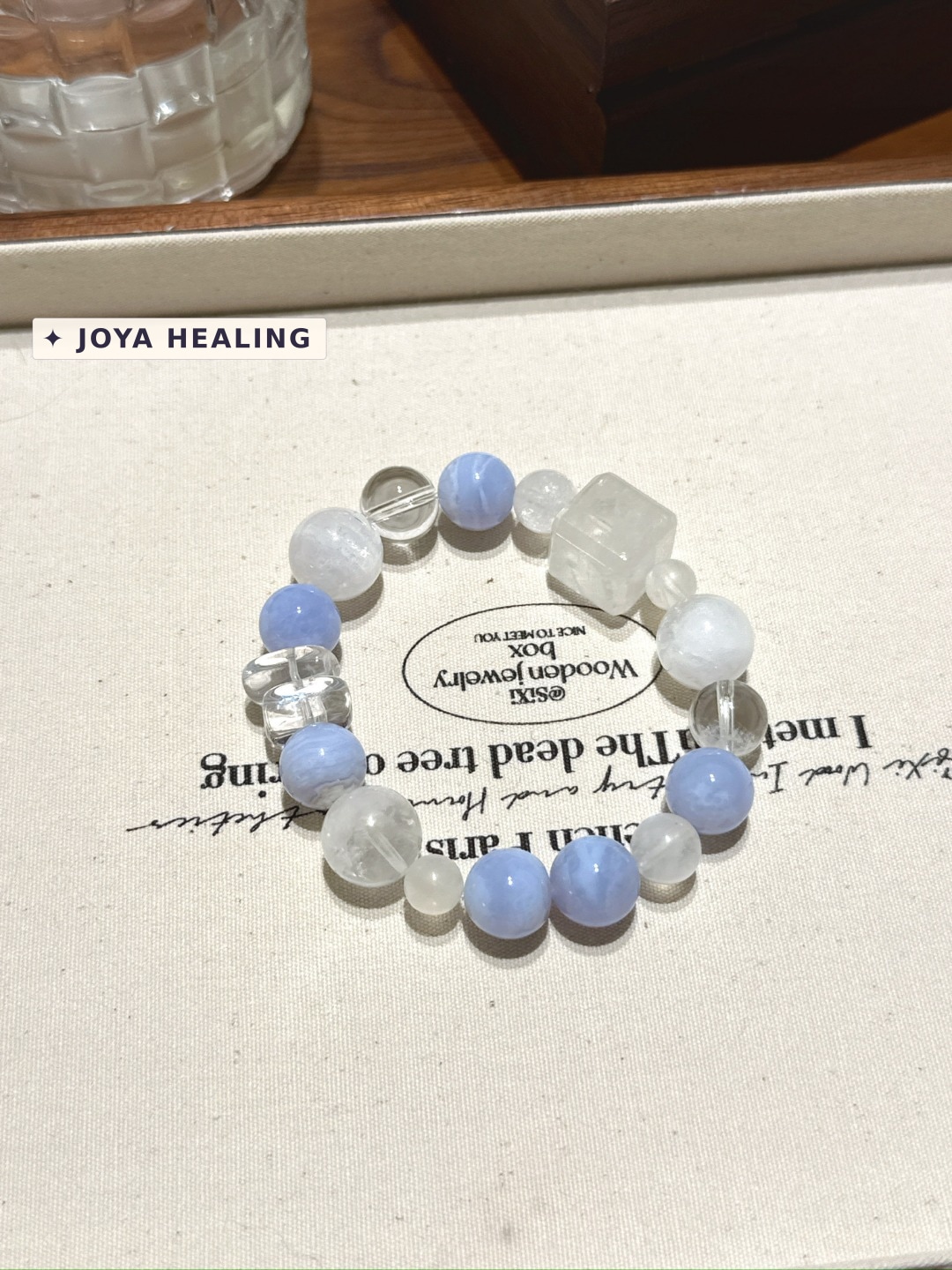 白幽灵蓝纹玛瑙月光石手串